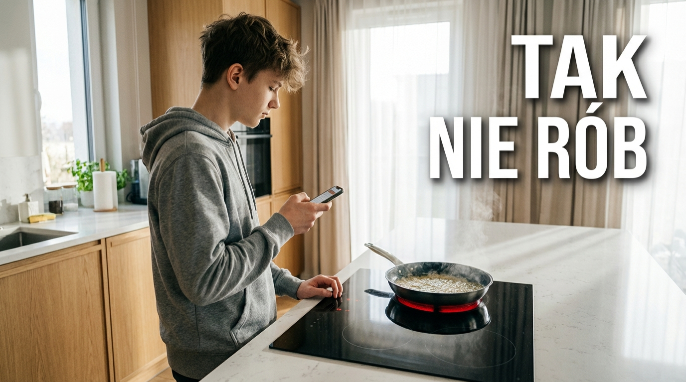 Nastolatek gotuje w kuchni